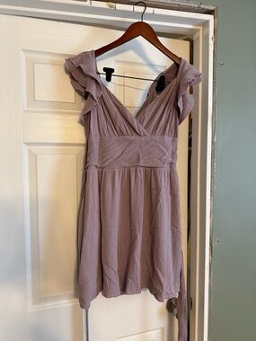 Listicle Lavender Ruffle V-Neck Mini Dress